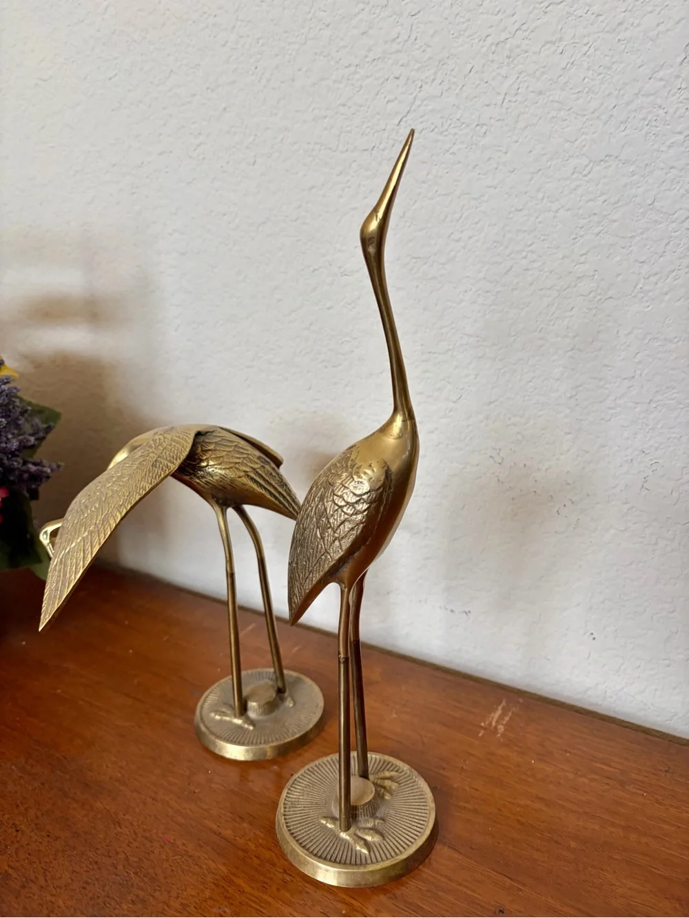 Vintage Brass  2 Pc Bundle Heron Crane Figurine Mid Century Modern Bird Statue - Picture 7 of 8